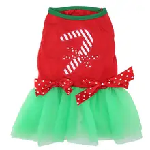 Рождественский подарок красный топ без рукавов зеленая юбка Собака вечерние костюм для животного сарафан Принцесса Вечерние маленькая юбка для собак