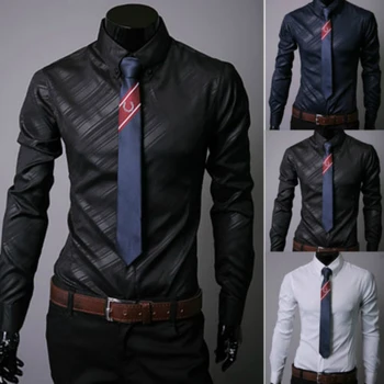 

New Arrived 2019 mens work shirts Brand soft Long sleeve square collar regular solid men dress shirts white male tops