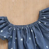 2024 Brand New 0-24M Infant Baby Girls Bodysuits Headband 2PCS Hearts Love Short Sleeve Off Shoulder Jumpsuits Summer Causal Set 3