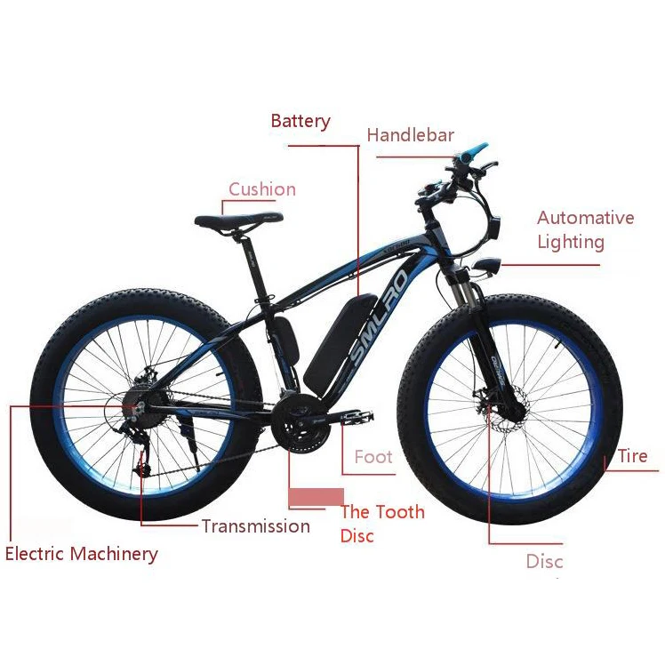 Flash Deal SMLRO Lithium Electricity Snowfield Ebike 48V 15AH 500W Aluminium Alloy Wide Tire Beach Vehicle powerful electric bike bicycle 0