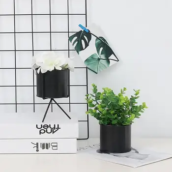 

Black Iron Flowerpot Planters with Iron Shelf Succulent Plant Pot Home Decorative Flower Vase without Hole