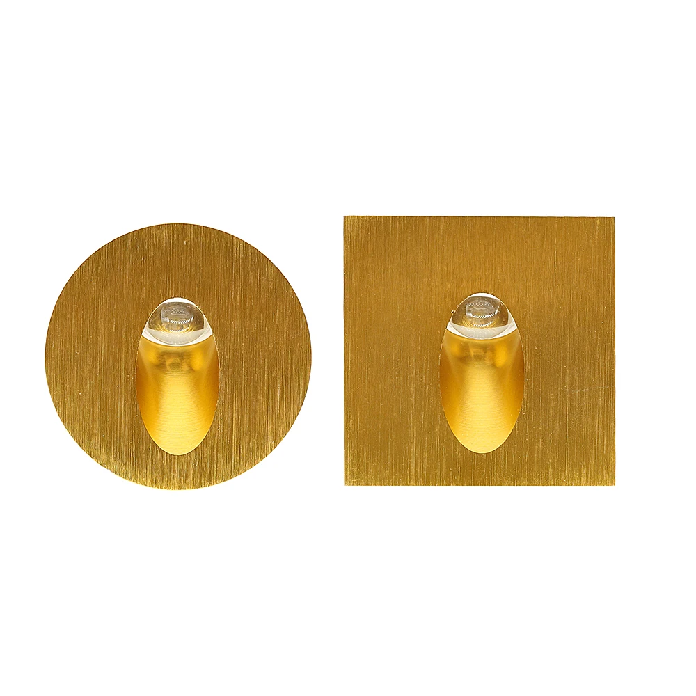 

1PCS 3W wall corner lights with Led Footlight square/Round wall lamps Silver/Golden/Black for stairs step/pathway driver 45