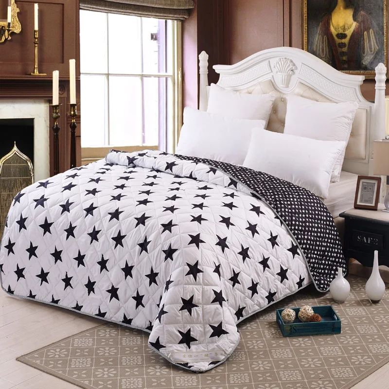 

100% microfiber fabric quilts/comforter black and white star printed duvets 5