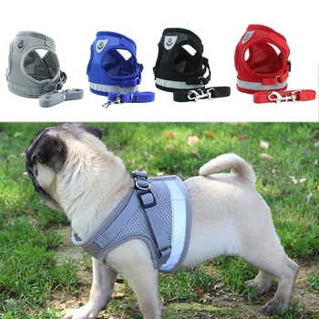 

Pets Supplies Reflective Nylon Popular Lead Leash for Chihuahua Mesh 1PC Dog Vest Small Medium Dogs High Quality Dog Harness Pug