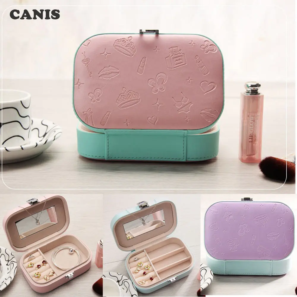 

Women Portable Jewelry Box Storage Box Storage Organizer Necklace Ring Display Cosmetic Case