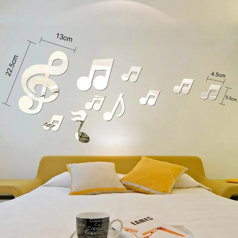 

3D Note Wall Mirror Sticker Home Decoration DIY Living Room Wall Stickers Decor Decorative Acrylic Decorative Wall Sticker