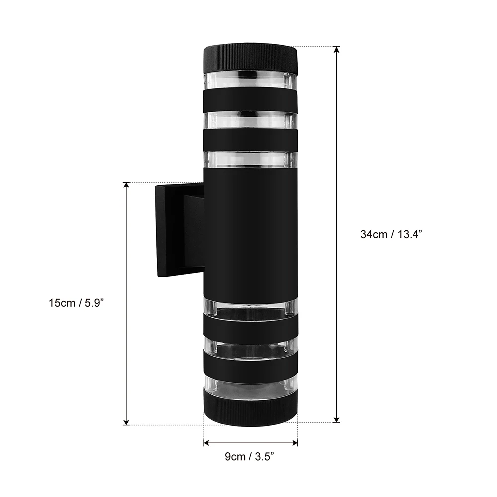Наружный водонепроницаемый светодиодный настенный светильник с алюминиевым цилиндром, современный стиль, двойная головка E27, настенный светильник, AC 85-240V для внутреннего двора