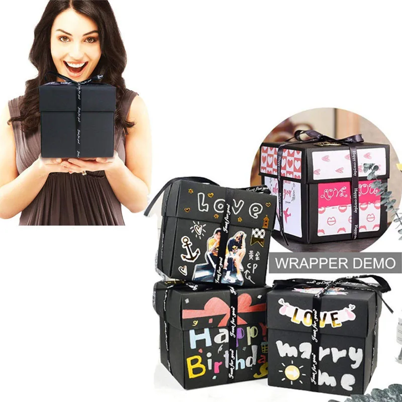 

Multiple Style Explosion Box Scrapbooking DIY Photo Album Box Valentine's Day Best Surprise Gift Wrapping Boxes for Girlfriend