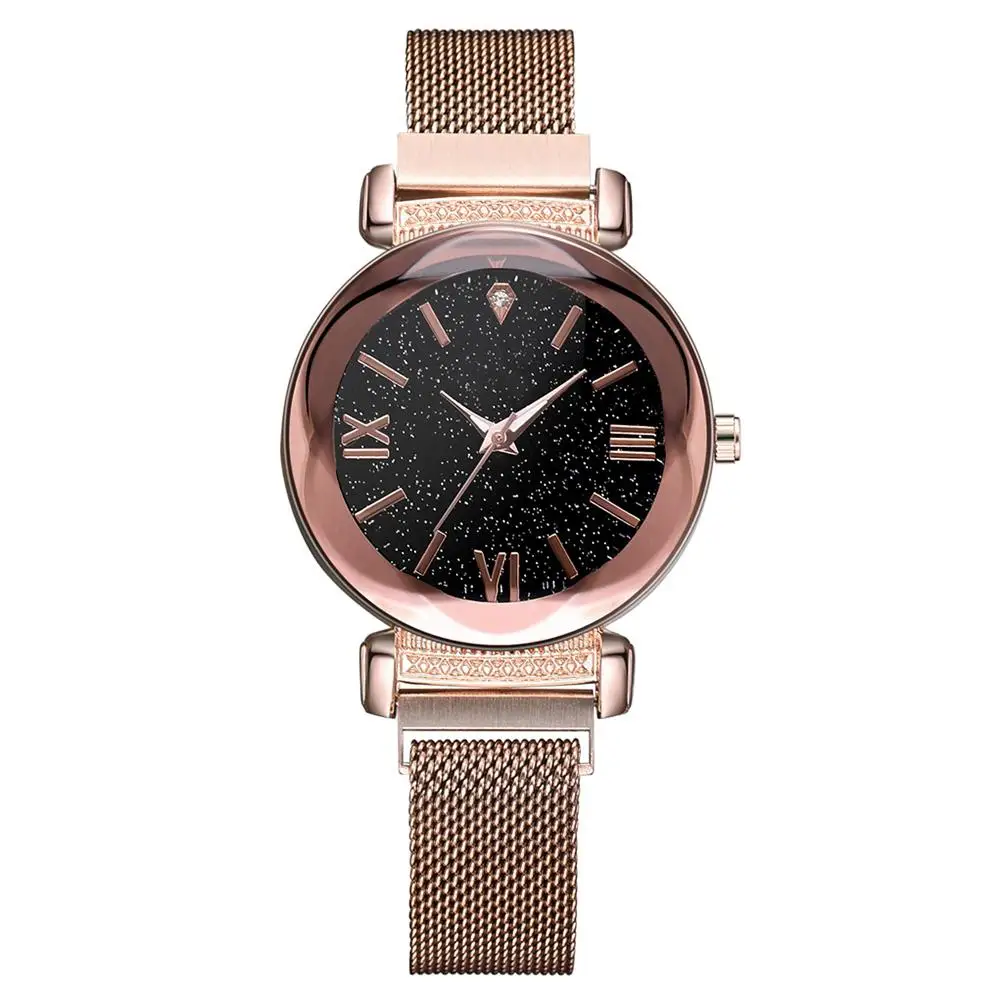 

2019 Spring Exquisite Luxury Women Fashion Watch Starry Diamonds Simple Roman Milan Quartz Watch Relogio Feminino Magnet Buckle