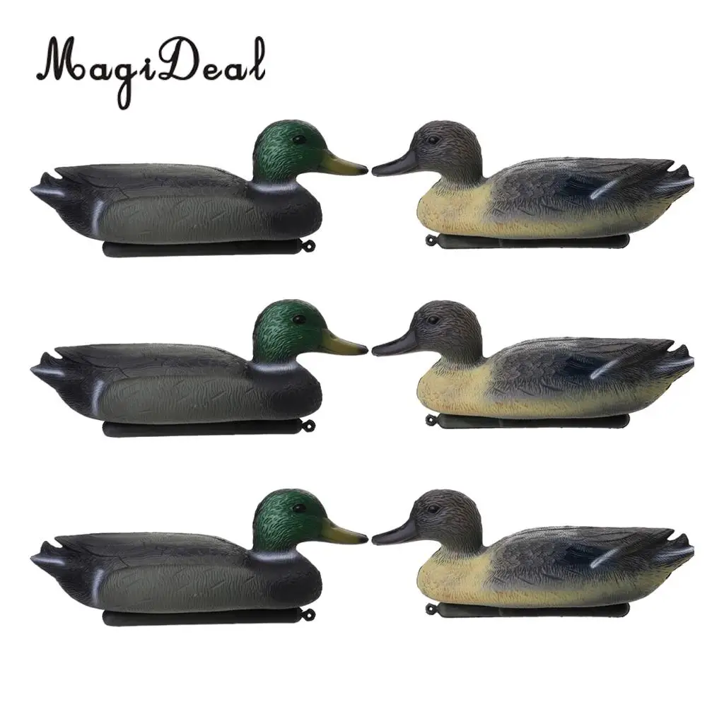 MagiDeal 6 Pcs Fishing Hunting Male Decoy Plastic Duck Decoy Drake w/ Floating Keel Hunting Decoy for Hunting Fishing Access