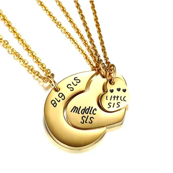 

BestFriendship Forever Series Sister Necklaces Golden Broken Heart 3 Parts Pendant Necklace Stylish Women Jewelry