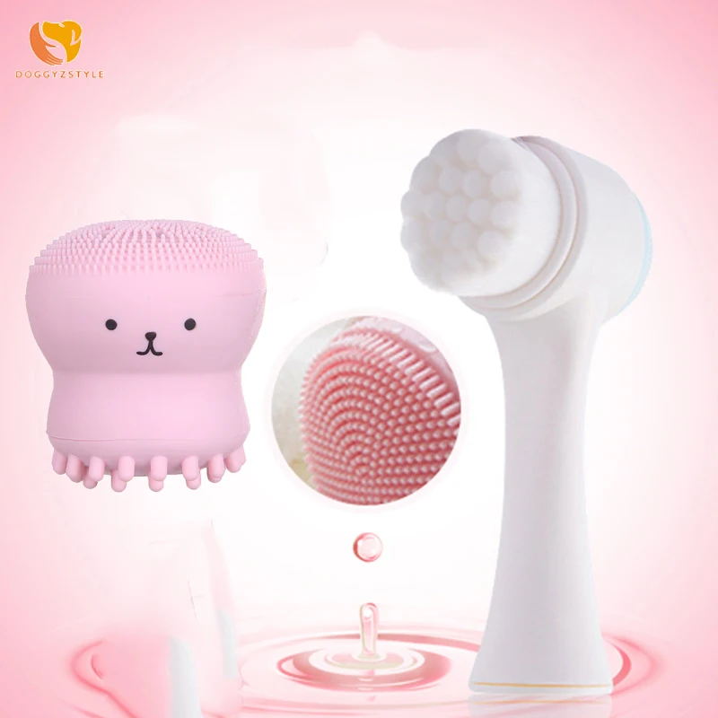 

Silicone Facial Cleansing Brush Double Sided 3D Face Cleanser Brush Massage Face Washing Product Skin Care Tool Octopus Shape