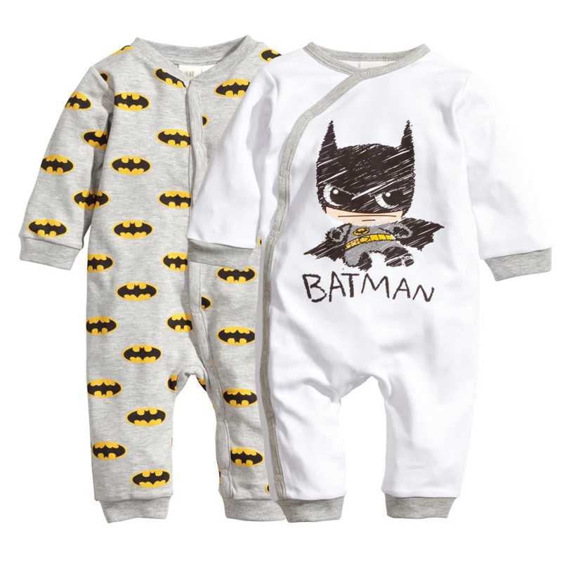 

CANIS 2019 New Hot Baby Rompers Newborn Babe Girls Boy Batman Long Sleeve Jumpsuits Cotton Baby Rompers 0-12M