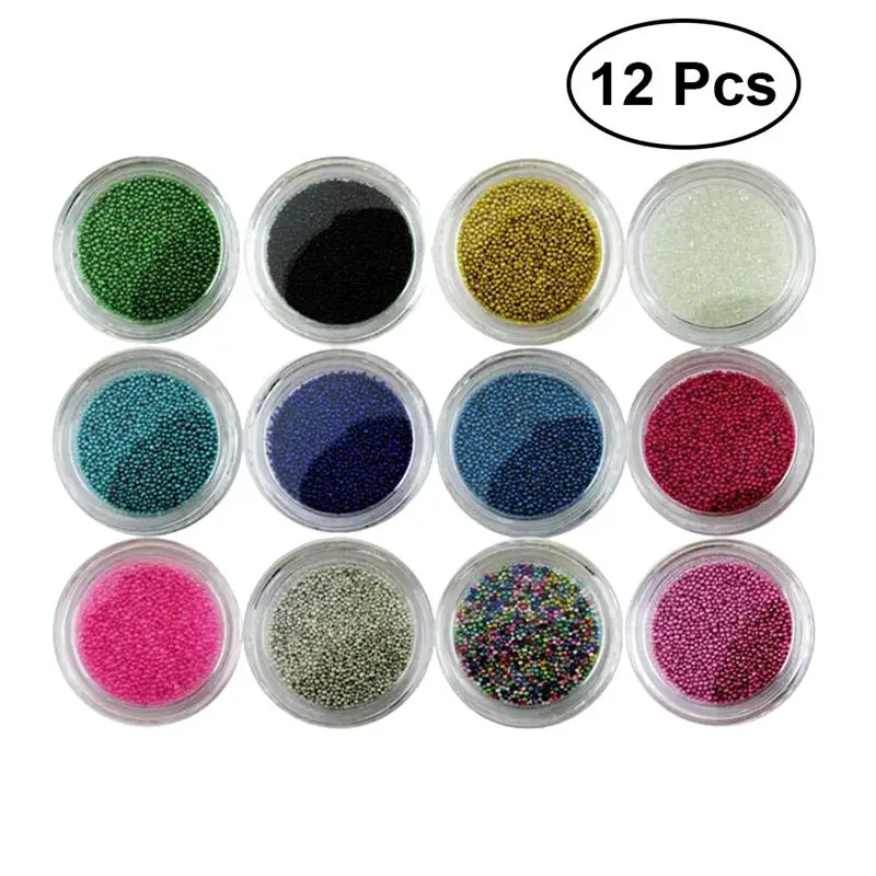 

12 Colors Caviar Nail Polish Nail Accessories Handmade DIY Colorful Bead Ball Nail Art Mini Ball(Random)