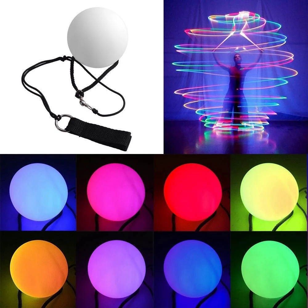 1PC LED Luminous RGB Light Up Juggling Belly Dancing Thrown Balls Stage Props