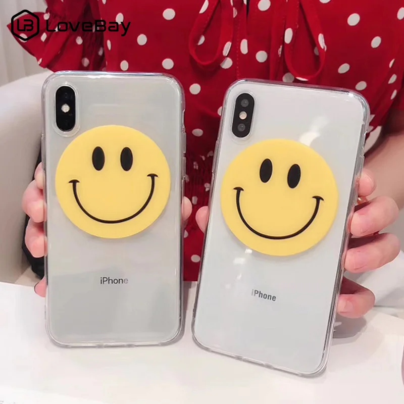 

Lovebay Transparent Smile Face Emoji Phone Case For iPhone 6 6s 7 8 Plus X XS XR Xs Max Soft TPU Clear Back Cover For iPhone X