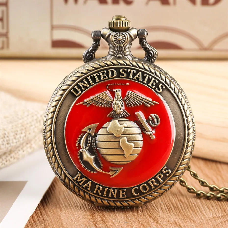 Classic United State Marine Corps Theme Quartz Pocket Watch Hot Sale