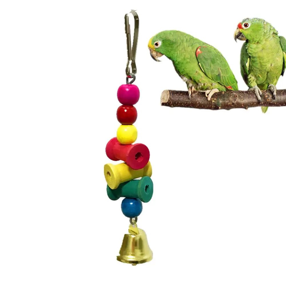 

AsyPets Colorful Blocks Bell Chew Toy Hanging Pendant for Pet Parrot Cage