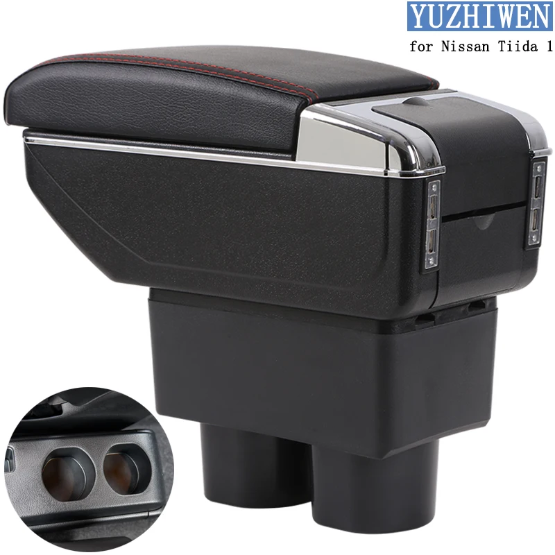 

For Nissan Tiida Armrest Box Tiida 1 Universal Car Central Armrest Storage Box cup holder ashtray modification accessories