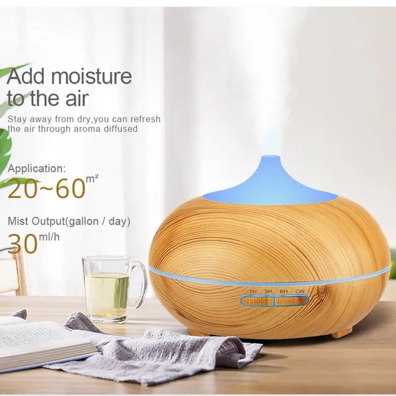

400Ml Wooden Grain Essential Oil Diffusers Ultrasonic Humidifier With 7 Colors Diffuser Wood Ultrasonic Air Humidifier Essential