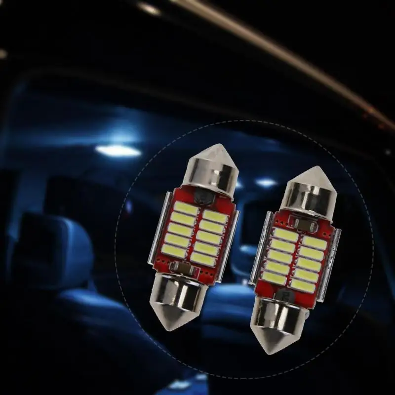 

2Pcs 4014 12 SMD White 12V Auto LED Reading Light Automobiles Car Styling Number License Plate Lamp Bulbs Car Accessories New