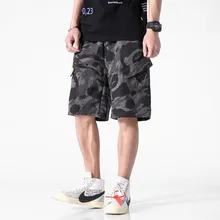 Мужские дезерты камуфляж Хлопковые Бриджи Лето Повседневные мульти-карманные шорты в уличном стиле хип-хоп мужские модные брюки