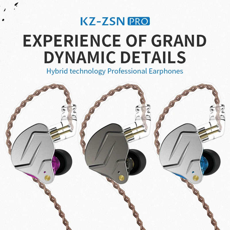 KZ ZSN Pro металлические наушники 1BA+ 1DD гибридная технология HIFI бас наушники в ухо монитор наушники Спорт шумоподавление Гарнитура