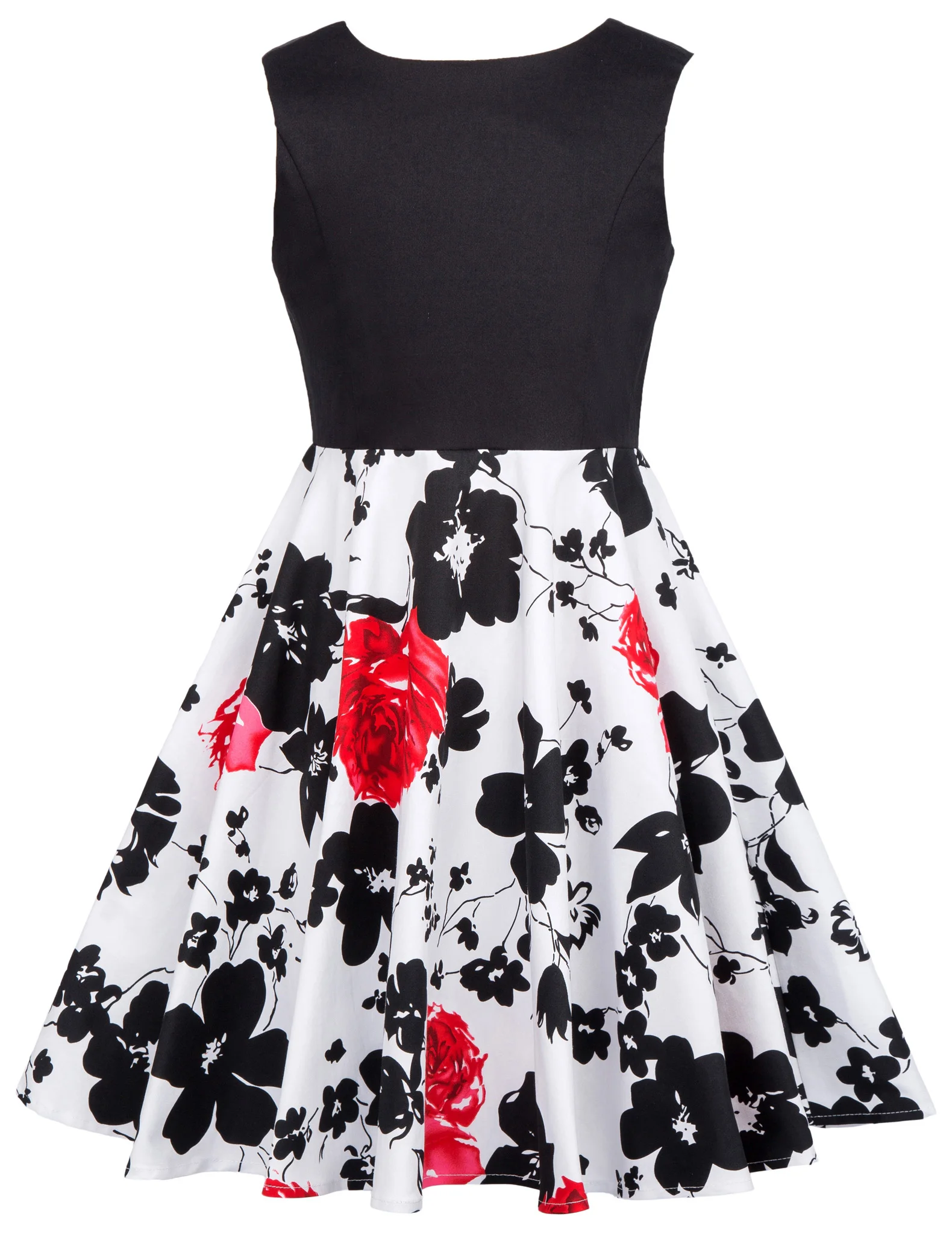

Children Girls Vintage Flower Sleeveless Round Neck V-Back Cotton A-Line Dress