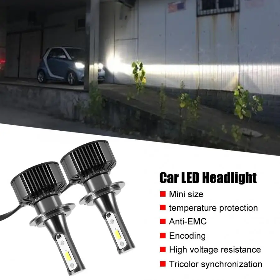 

Car Styling 2Pcs 28W 6500K Super Bright Tricolor Car LED Headlight Kit Headlamp Bulbs E10-H7 Auto Accessories Car Light