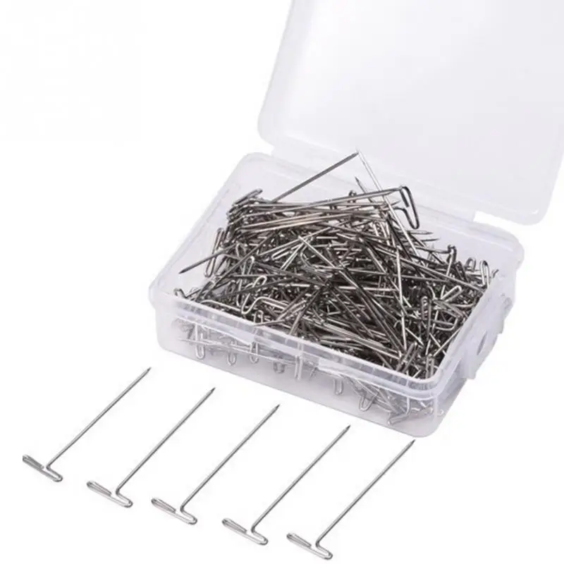 

100pcs/box T Pin Clips For Wig Weaving Making Hair Extension Fix On Mannequin Canvas Block Head Hair Weaving Tools 38mm