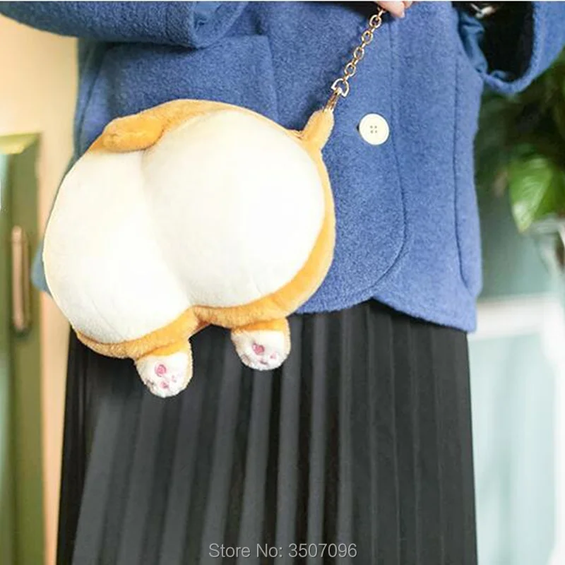 

Lolita Kawaii Bag Shiba Inu Corgi Butt Funny Messenger Bag Anime Doge Creative Gift For Girls Boy Lover Plush Small Bag Purse