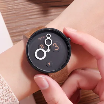 

Creative Unisex Waterproof Student Wrist Watch Quartz Watches Men And Women Like Lovely Simple Fashion PU Band Clock Relogio New