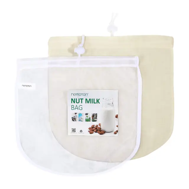2pcs Nylon Fine Mesh Food Strainer Filter Bag For Home Nut Milk Cold Brew Coffee Juice