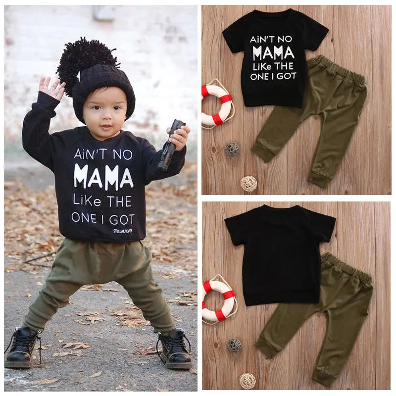 

Newborn Kids Baby Boys Short Sleeve Tops T-shirt Pants Tracksuit Outfits Clothes Baby Boy Tee Shirt Trousers Set 0-3T