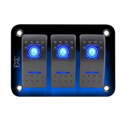 Новый 12V-24V-3-Gang-Dual-LED-Light-Rocker-Switch-Panel-Bar-Car-Caravan-Boat-Rv-Blue