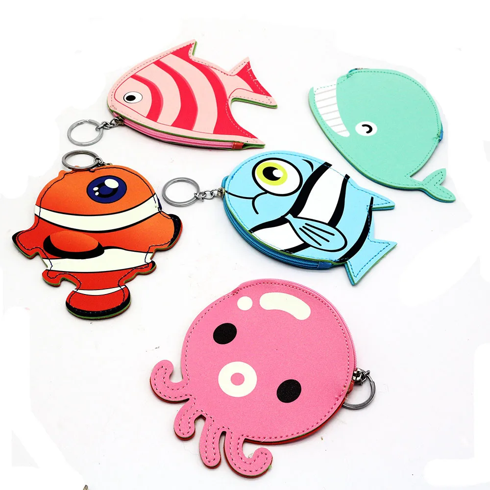 Новый Кошелек для монет с мультяшным рисунком, креативная сумка для монет с морским рыбком, мини-кошелек, Детский кошелек