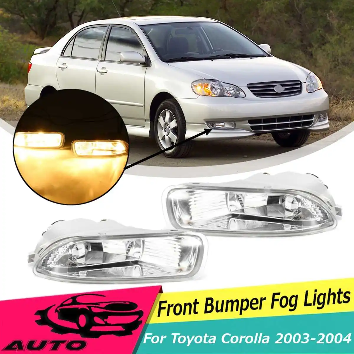 

1 Pair Fog Light For Toyota Corolla 2003 2004 Car Bumper Lamp Clear Lens With Bulb High Brightness Replacement 81200-02060
