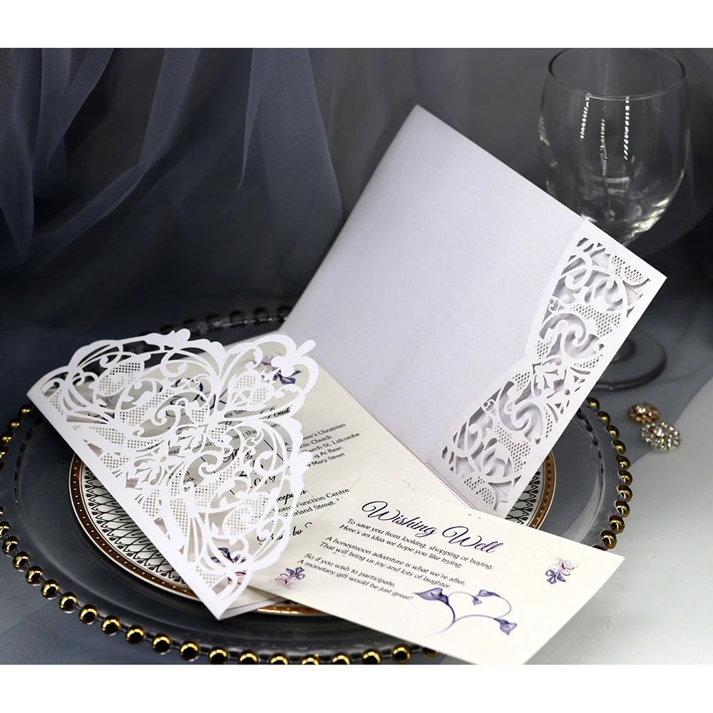  Decor Cut Wedding Invitation Cards Laser 10pcs Party Supplies European Greeting Card Beauty Tri-fol - 33014347004