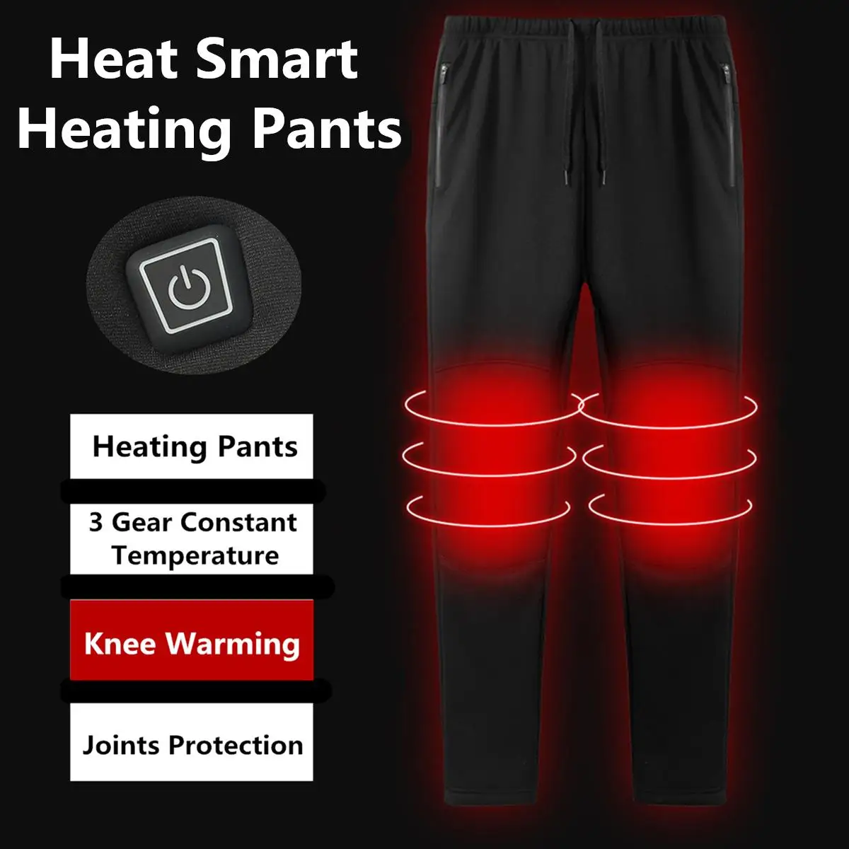 

Men Women Electric Heated Warm Pants USB Heating Base Layer Elastic Trousers Outdoor Hiking Winter Sport Thermal Pants Black