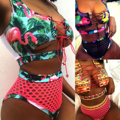 Женский комплект бикини с высокой талией, геометрический бандажный купальник, беспорядок, треугольник, купальный костюм, женская летняя пляжная одежда, бикини