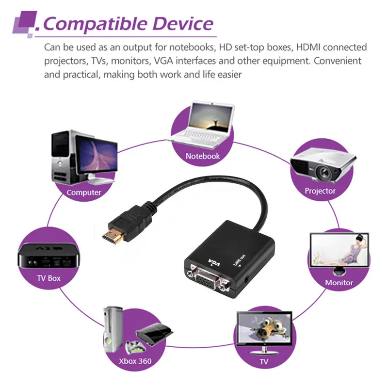 Адаптер OcioDual с HDMI разъемом цифровой аналоговый аудио разъем 3 5 мм|Кабели VGA| |