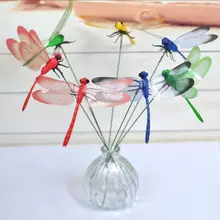 Имитация стрекозы Смешанные Красочные муха фея моделирование Стрекоза на палке орнамент Стрекоза ремесла лужайка сад цветок плунжер