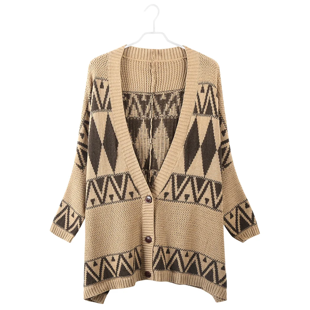 2019 Spring Boho Loose Sweater Cardigans Knitwear Women Autumn Knitted Lattice Cardigan Single Breated Jacket Pull Femme |