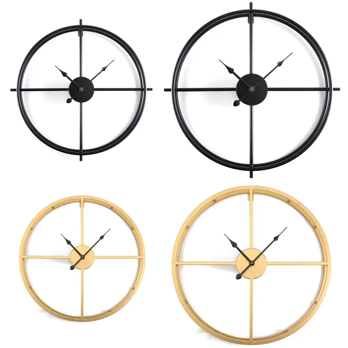 Reloj de pared de Metal de estilo rural de 50/60 CM, marco de hierro de doble capa, reloj silencioso para sala de estar moderna hotel regalos de decoración Reloj de pared de Metal de estilo rural de 50/60 CM, marco de hierro de doble capa, reloj silencioso para sala de estar moderna hotel regalos de decoración