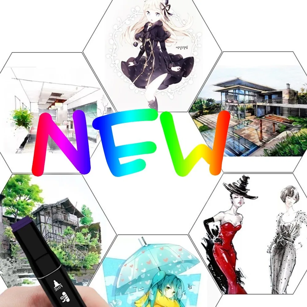 

Rushed Hot new products LSH Three generations of double-headed alcohol oily set 30 and 40 color marker HOT