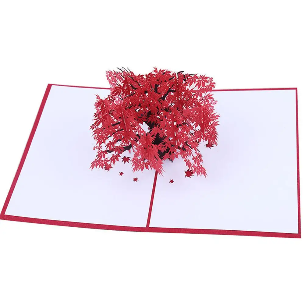  3D Pop Up Maple Cherry Blossom Tree Greeting Card Paper Silhouette for Birthday Blessing Wedding In - 33011771992