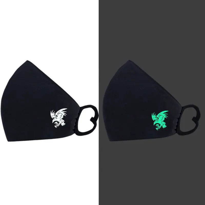 Black Noctilucent Mouth Mask Anti Dust Mask Fashion Cotton Windproof Mouth-muffle  Proof Flu Face Masks Care Reusable 1Pcs