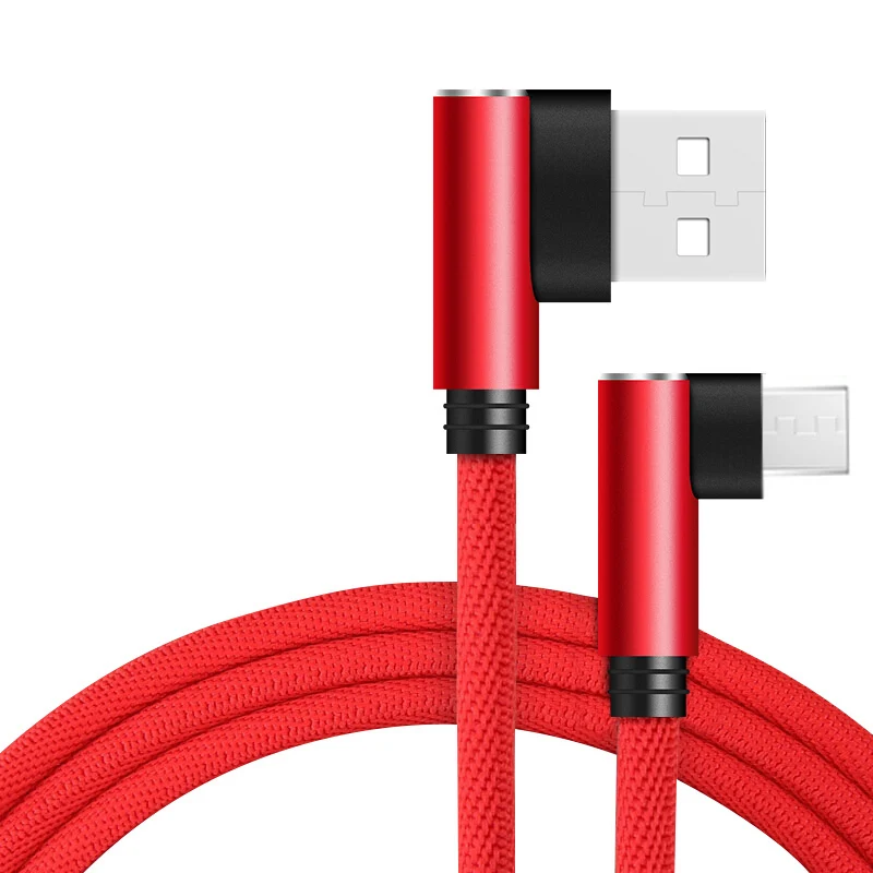 Micro USB кабель 90 градусов локоть нейлон 0 25 м 1 2 быстрое зарядное устройство для