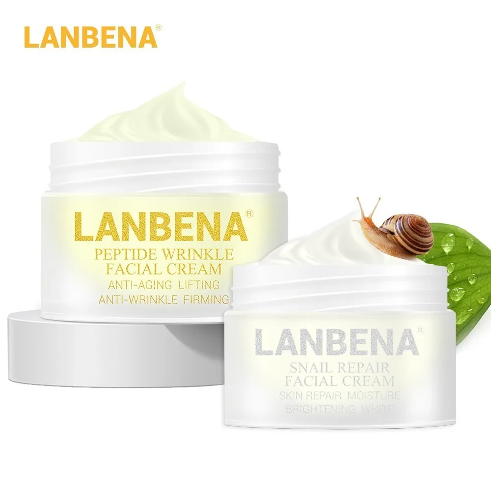 

LANBENA peptide anti-wrinkle face cream+snail cream anti-aging Skin care whitening firming lifting day cream for acne treatment