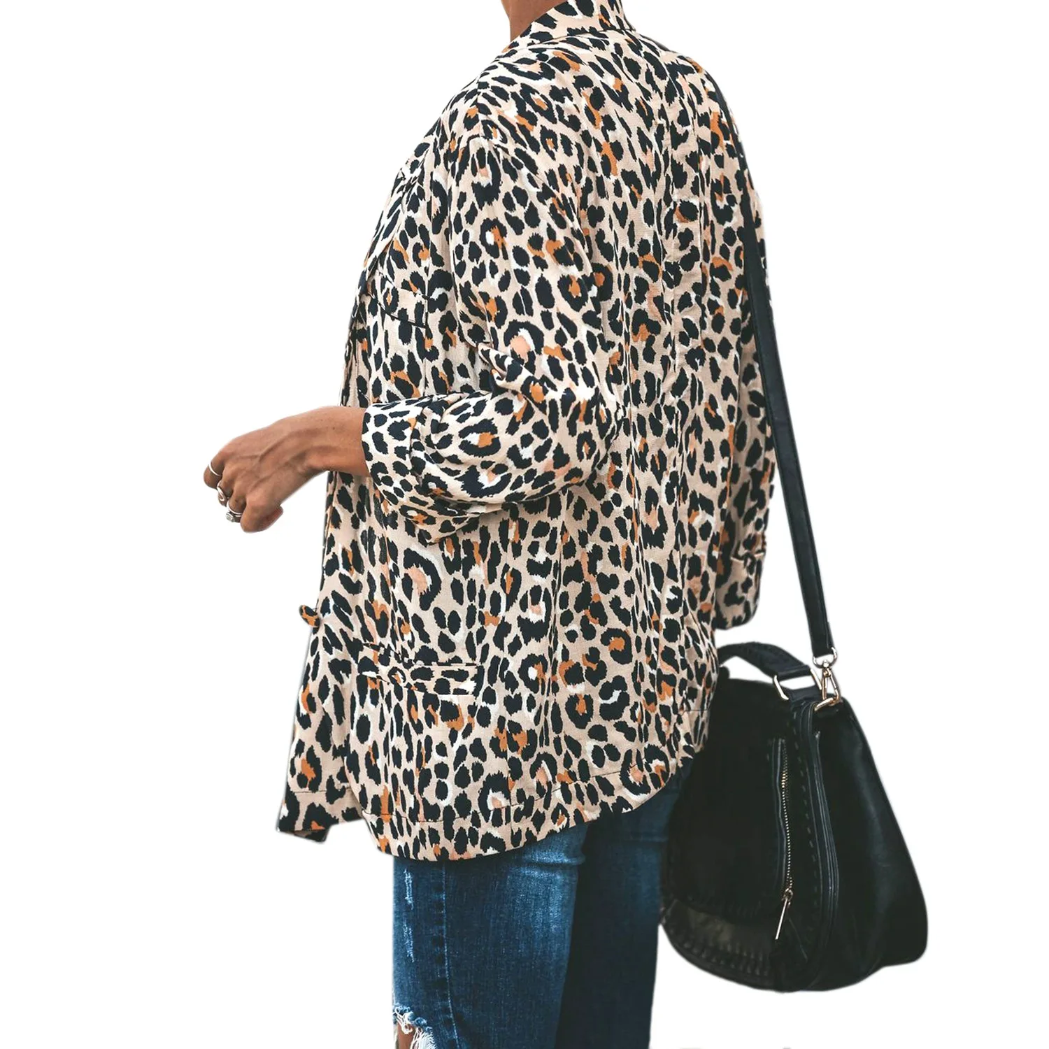 Женский модный блейзер с леопардовым принтом, кардиган, Женский Повседневный Тренч, куртка, верхняя одежда, топы размера плюс